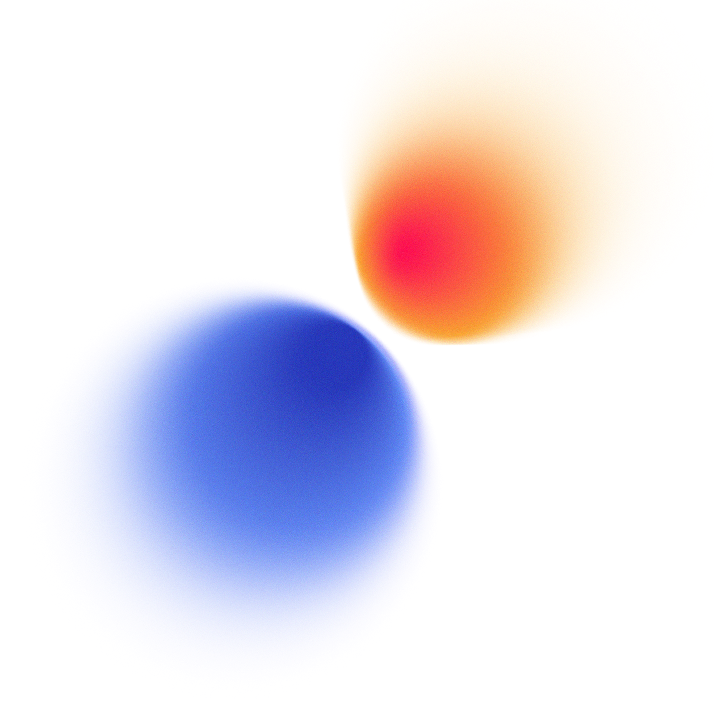 Abstract neon gradient with a large blue circle and an irregular orange shape with red center on a black background.